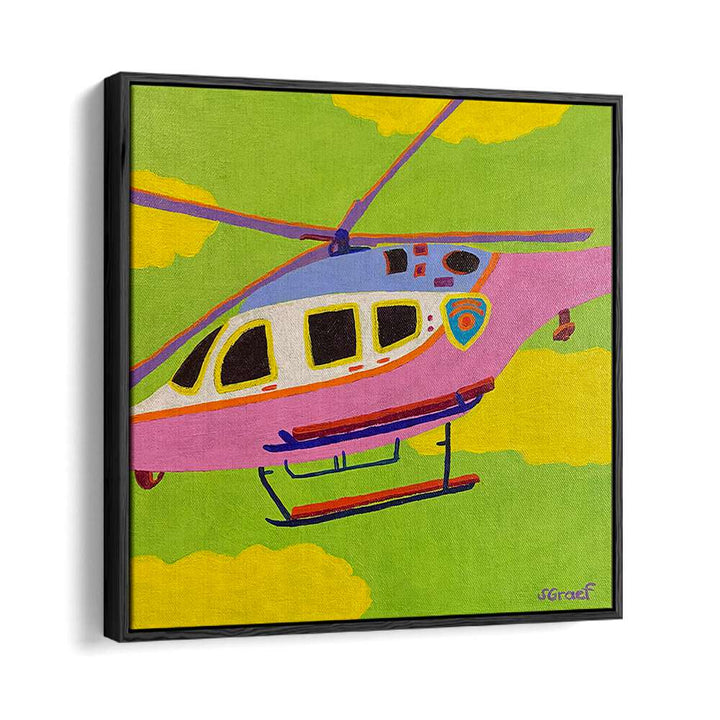 helicopter landscape art prints in Black Floater Frame