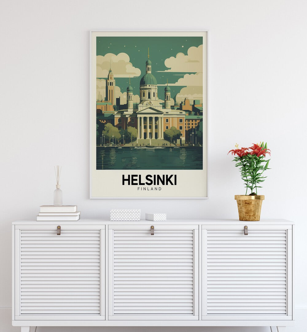 helsinki-finland travel posters Artwork III placed on a Wall 