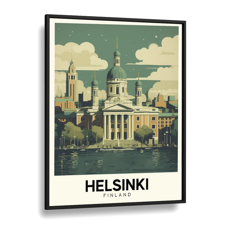 helsinki-finland travel posters in Black Plain Frame