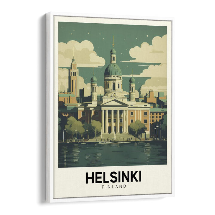 helsinki-finland travel posters in White Floater Frame