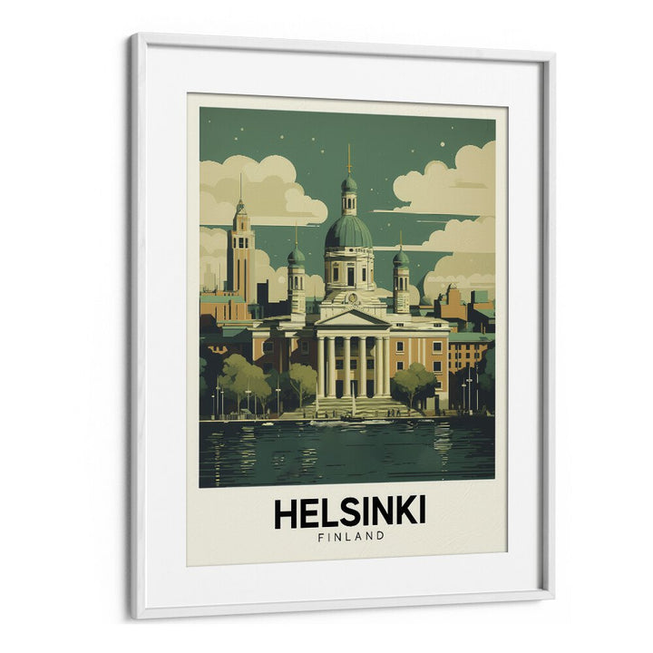 helsinki-finland travel posters in White Frame With Mount