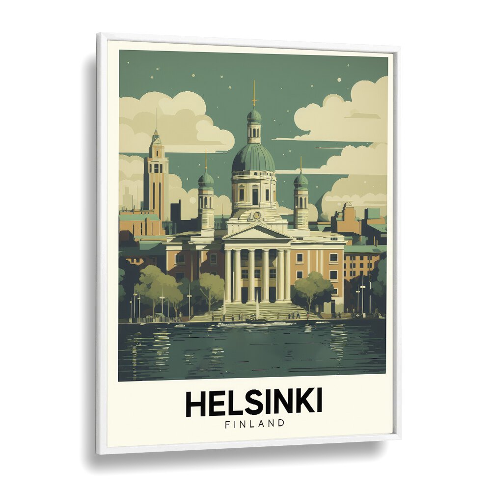 helsinki-finland travel posters in White Plain Frame