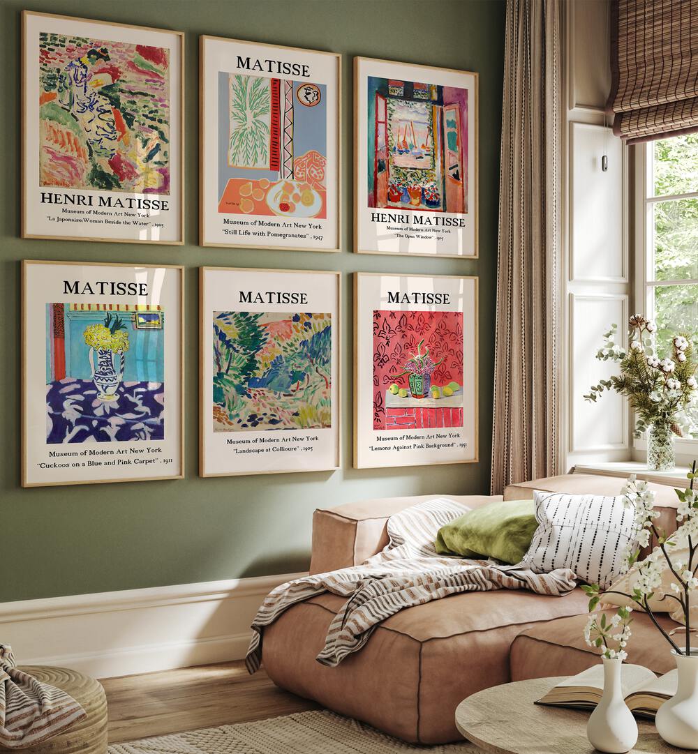 henri matisse gallery wall  set of 6  placed on a wall