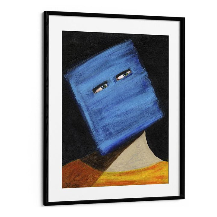 hiding women illustration paintings in Black Frame With Mount