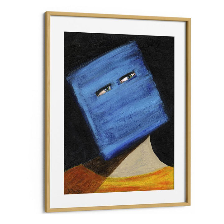 hiding women illustration paintings in Oak Wood Frame With Mount