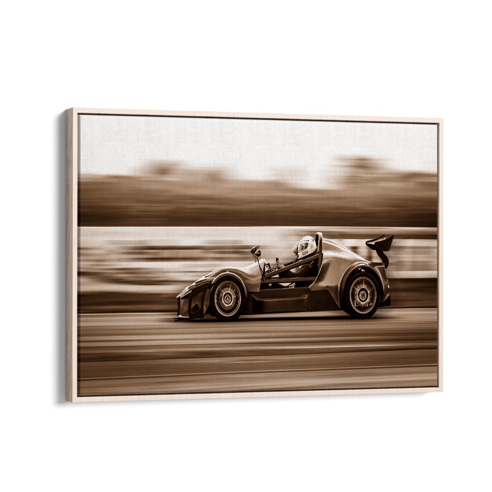 high speed dane car poster in Oak Wood Floater Frame