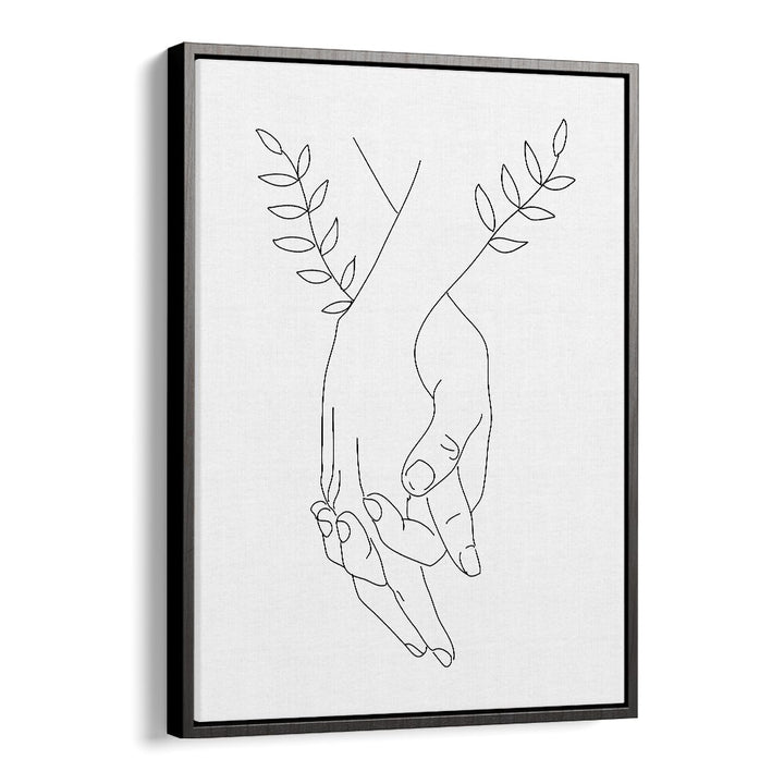 holding hands by petra lidze line art printings line art prints in Black Floater Frame