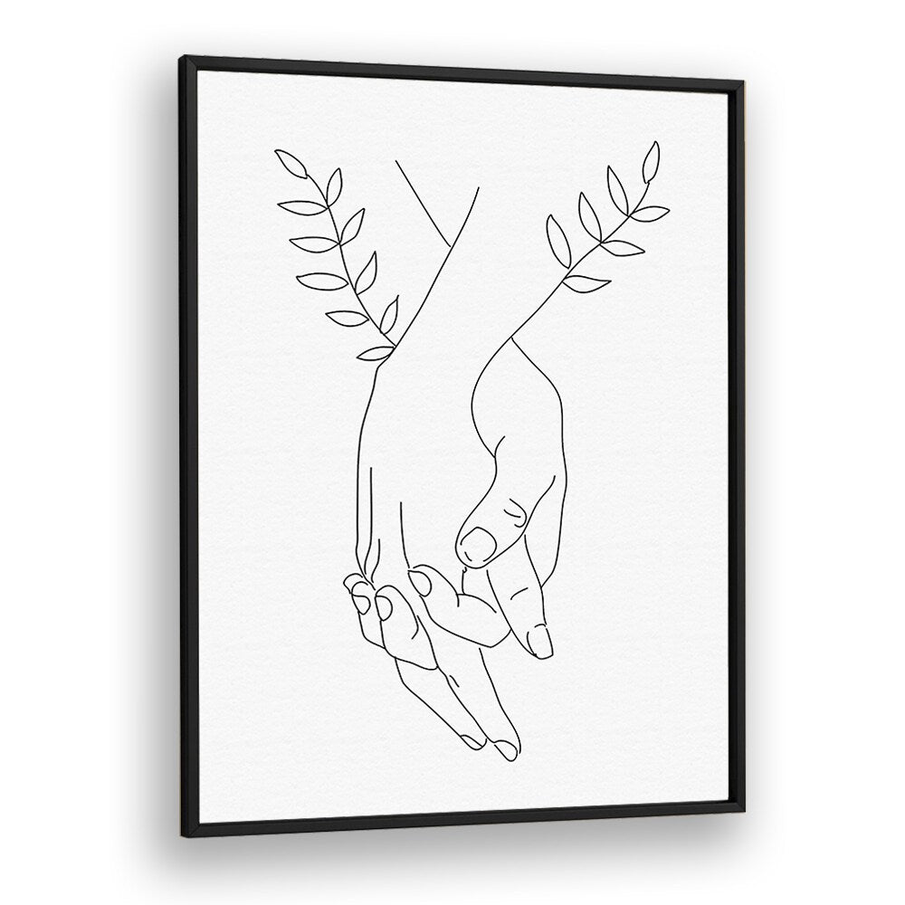 holding hands by petra lidze line art printings line art prints in Black Plain Frame