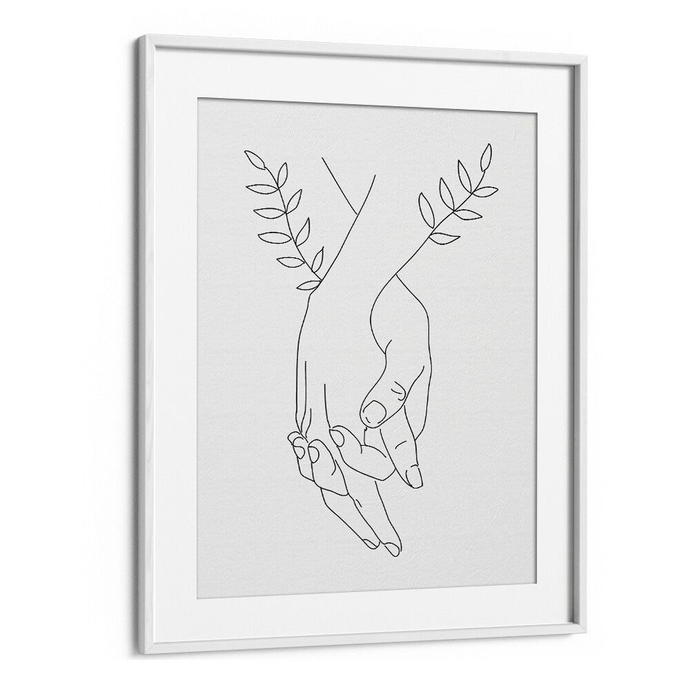 holding hands by petra lidze line art printings line art prints in White Frame With Mount