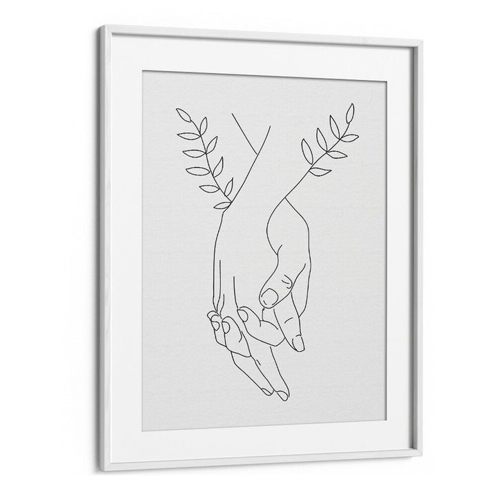 holding hands by petra lidze line art printings line art prints in White Frame With Mount