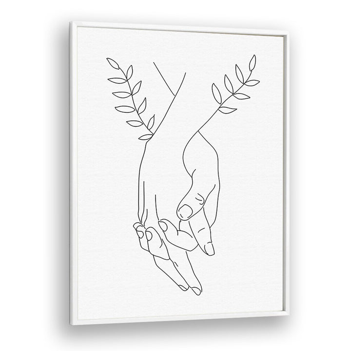 holding hands by petra lidze line art printings line art prints in White Plain Frame