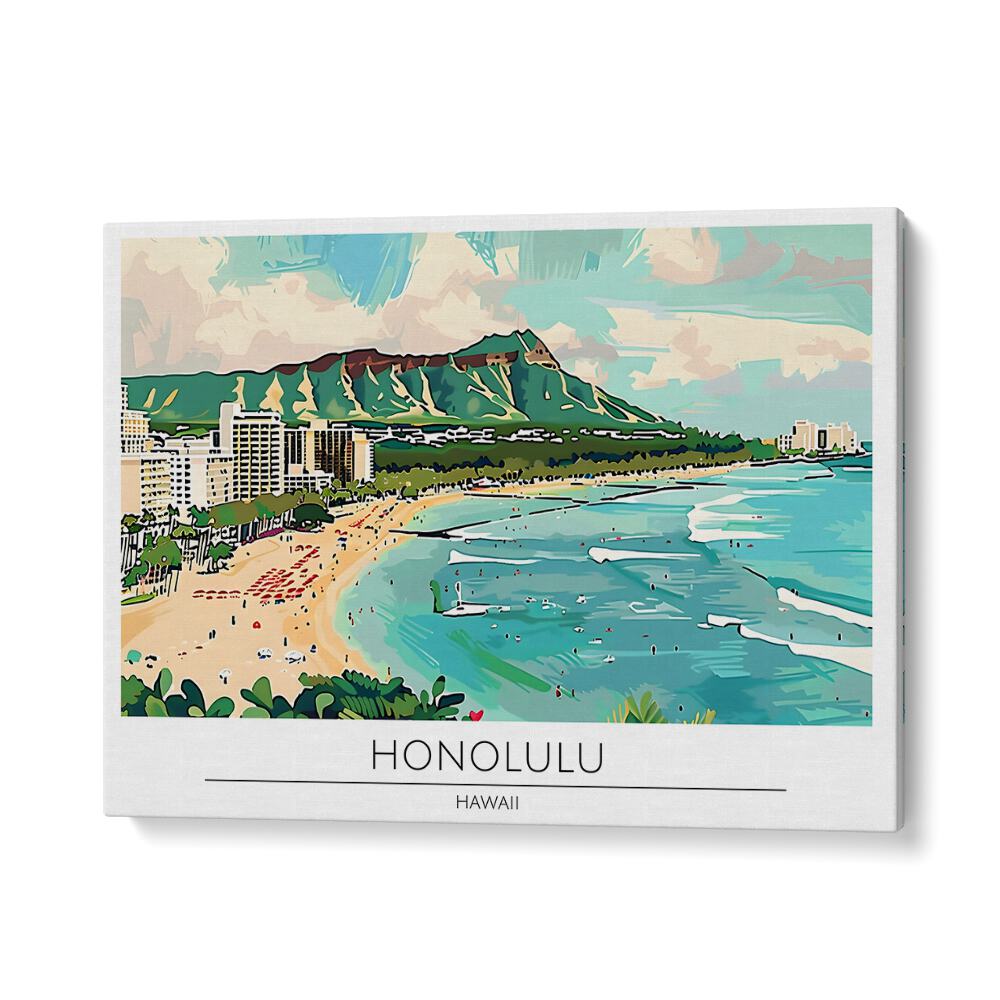 honolulu city-hawaii travel posters in Gallery Wrap