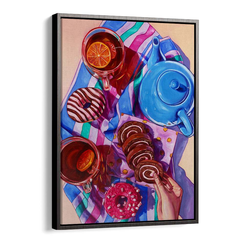 hot tea and hot pink kitchen posters in Black Floater Frame