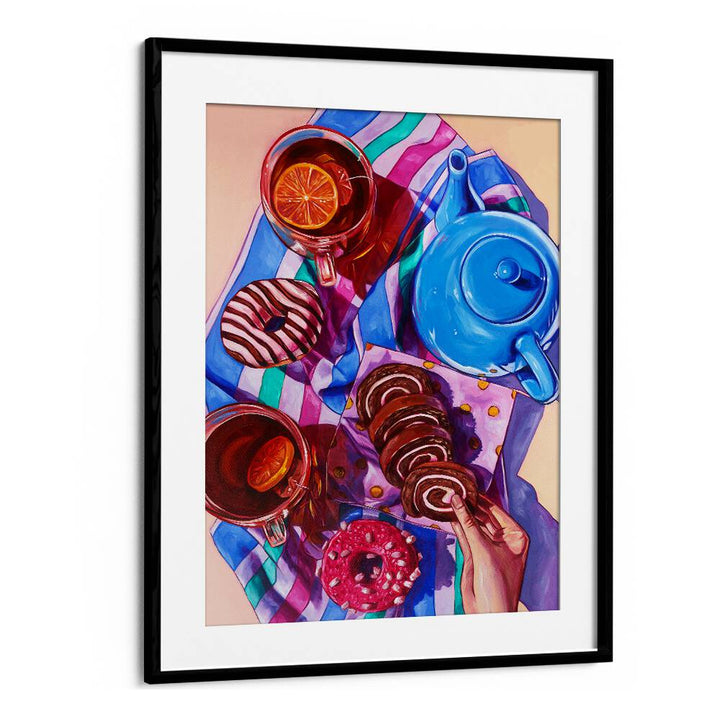 hot tea and hot pink kitchen posters in Black Frame With Mount