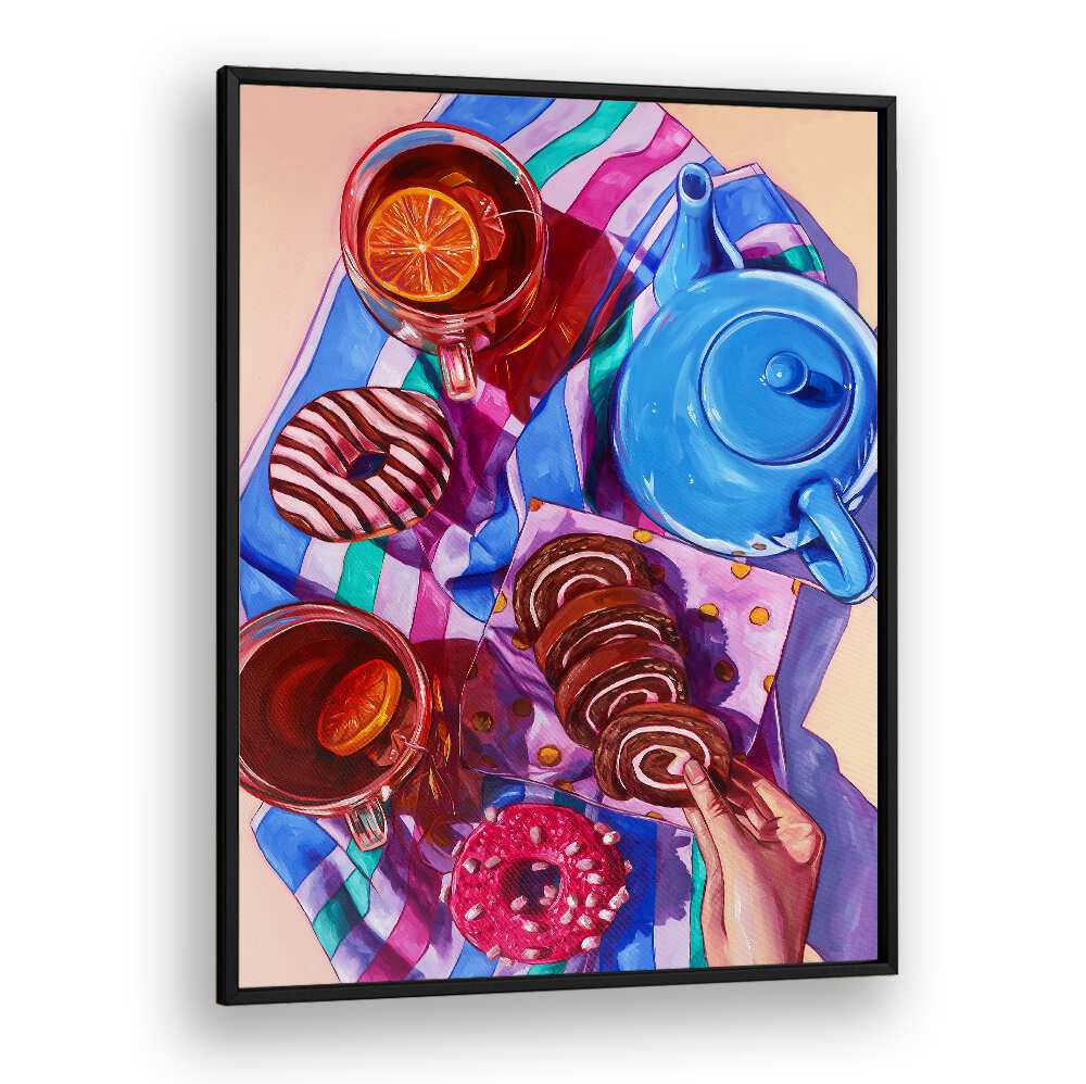 hot tea and hot pink kitchen posters in Black Plain Frame