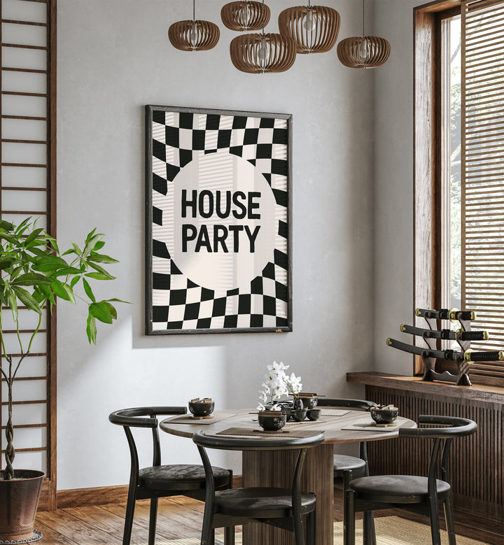 house party by frankie kerr-dineen geometric paintings Artwork III placed on a wall