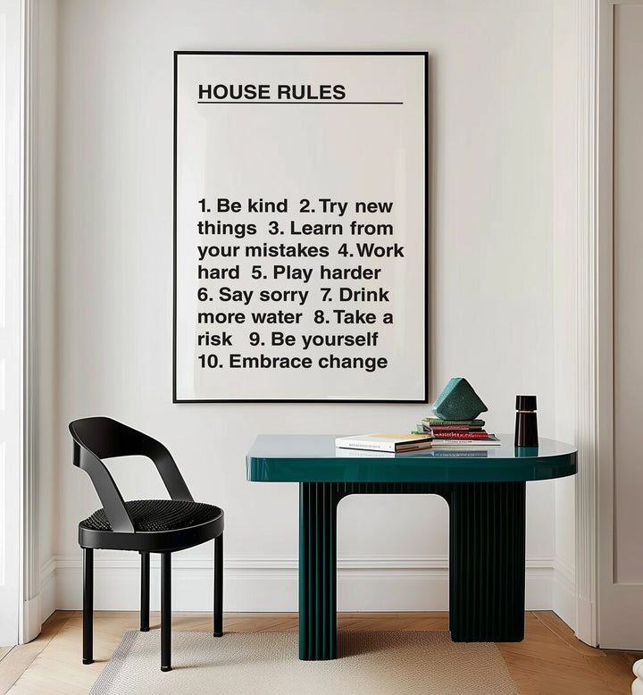 house rules by frankie kerr-dineen geometric paintings Artwork III placed on a wall