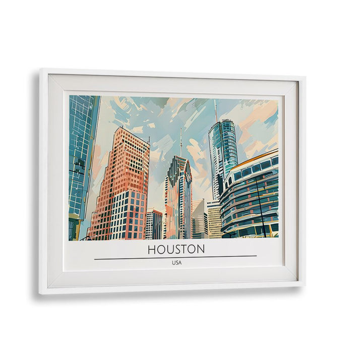 houston city-usa travel posters in White Frame With Mount