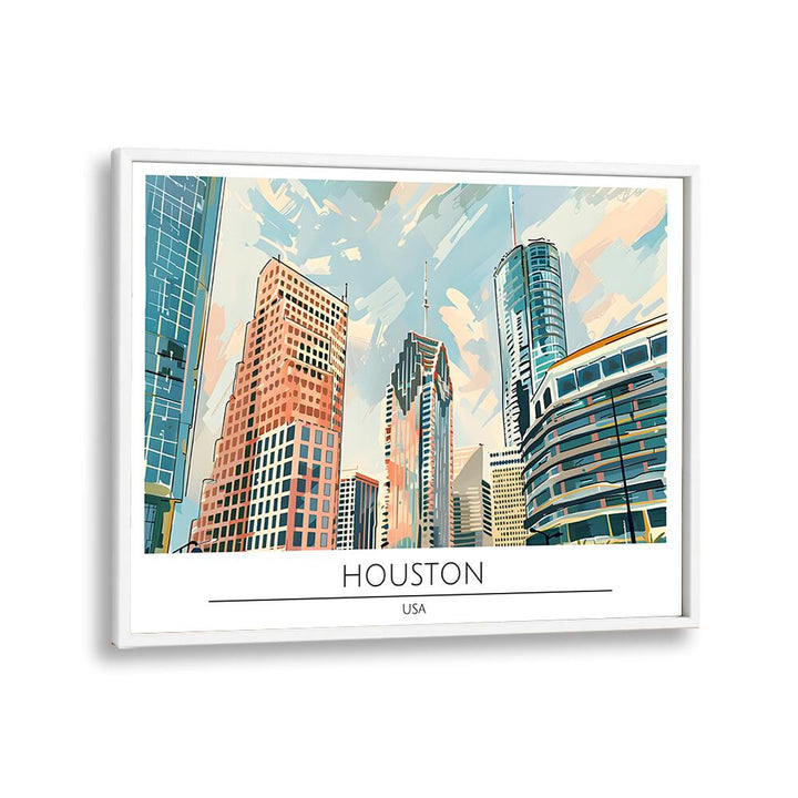 houston city-usa travel posters in White Plain Frame