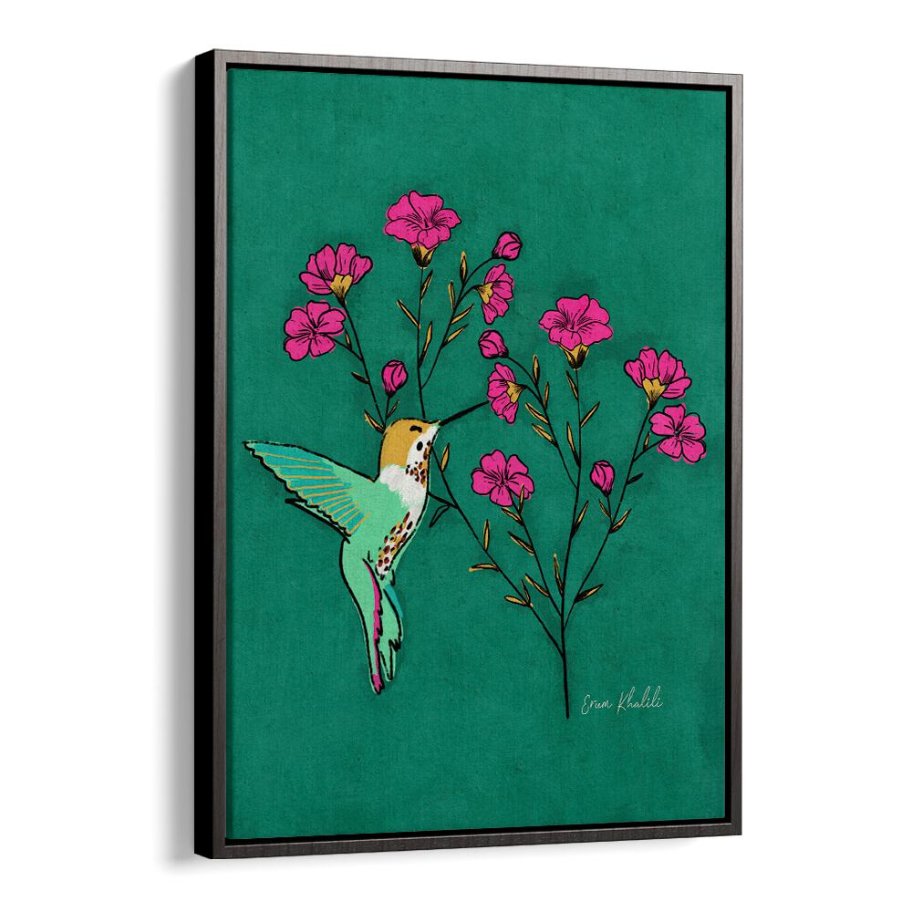 hummingbird wildlife paintings in Black Floater Frame