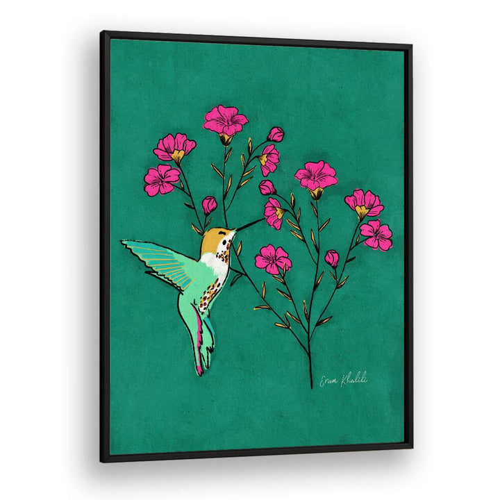 hummingbird wildlife paintings in Black Plain Frame