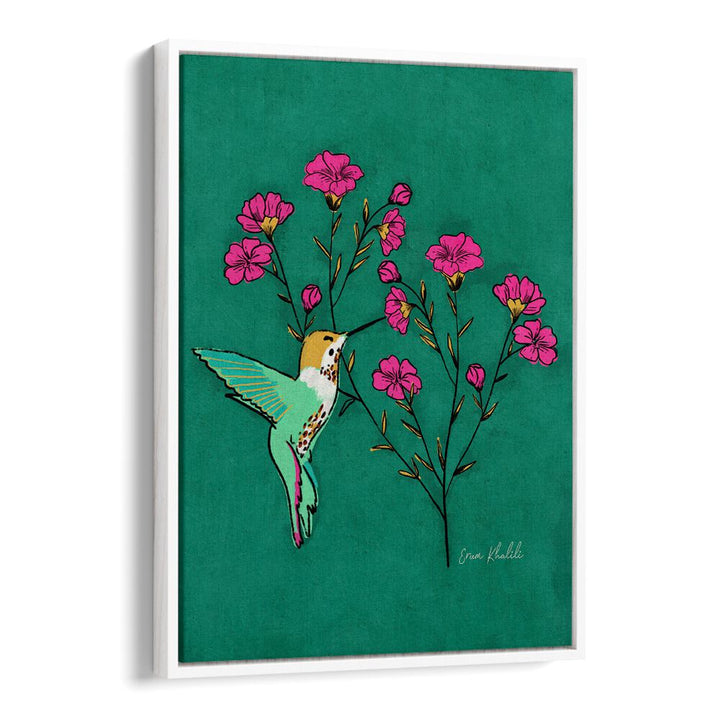 hummingbird wildlife paintings in White Floater Frame