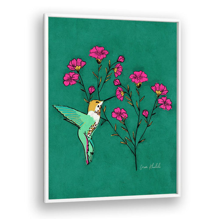 hummingbird wildlife paintings in White Plain Frame