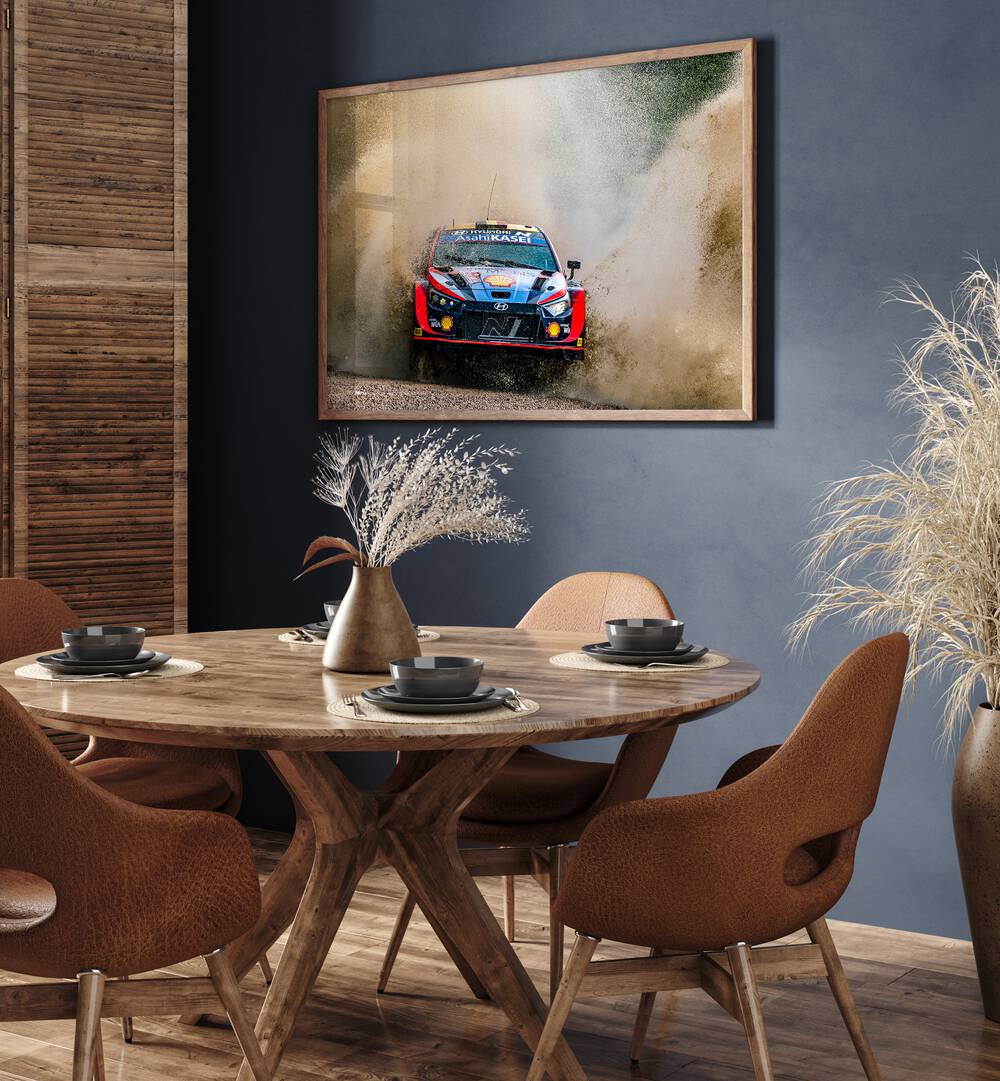 hyundai wrc rally car car poster Artwork III placed on a Wall 