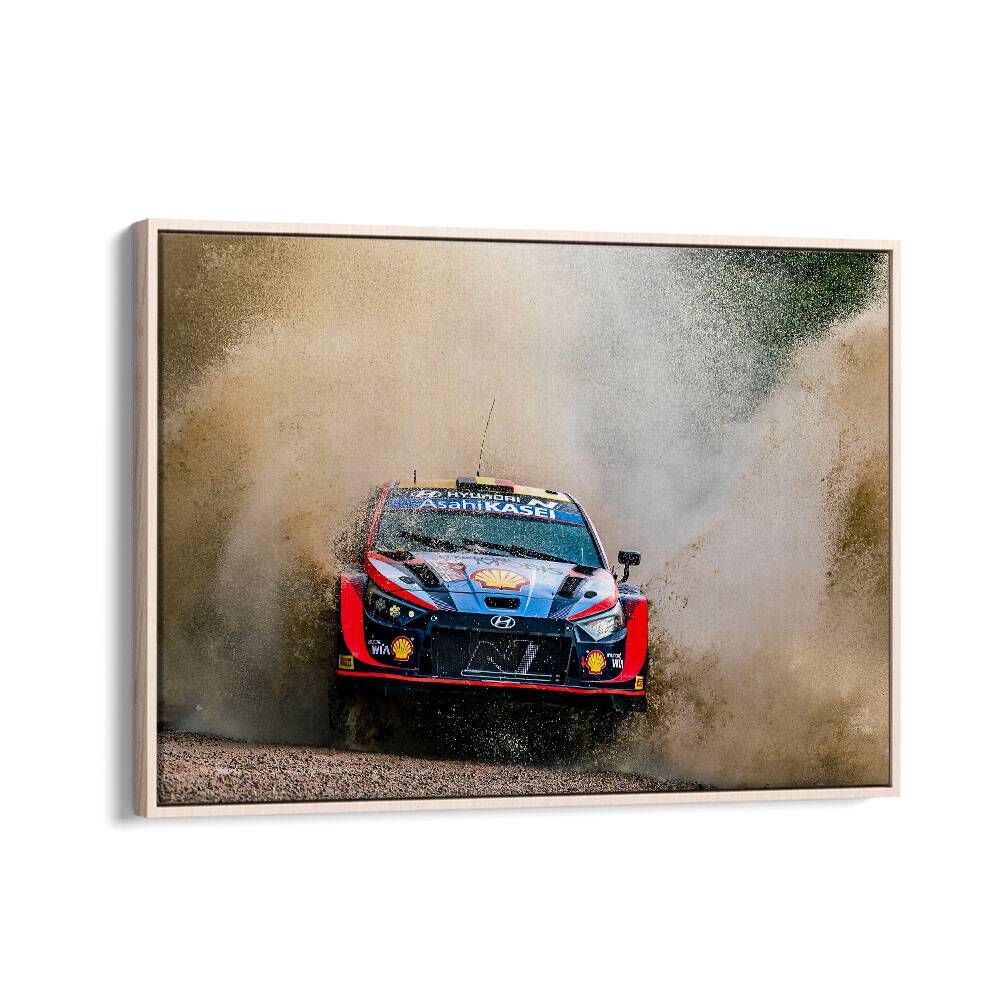 hyundai wrc rally car car poster in Oak Wood Floater Frame