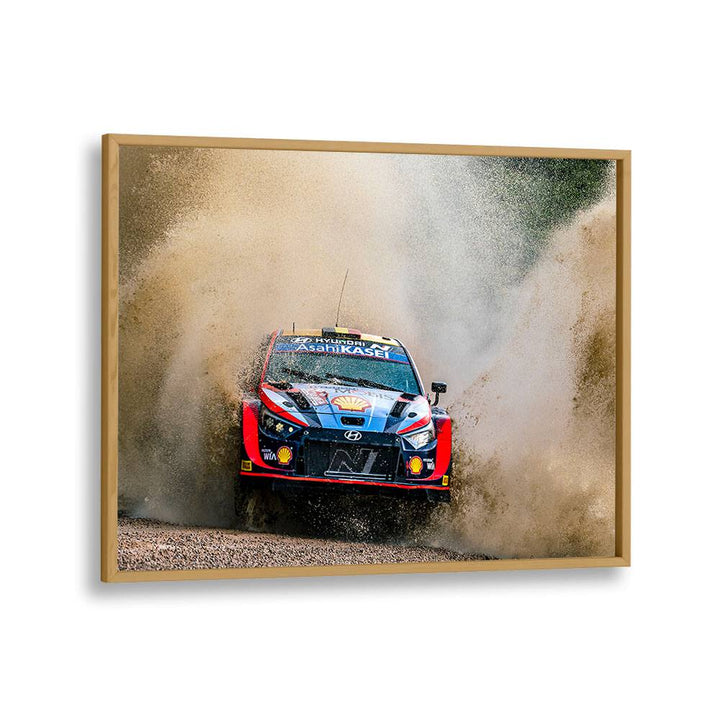 hyundai wrc rally car car poster in Oak Wood Plain Frame