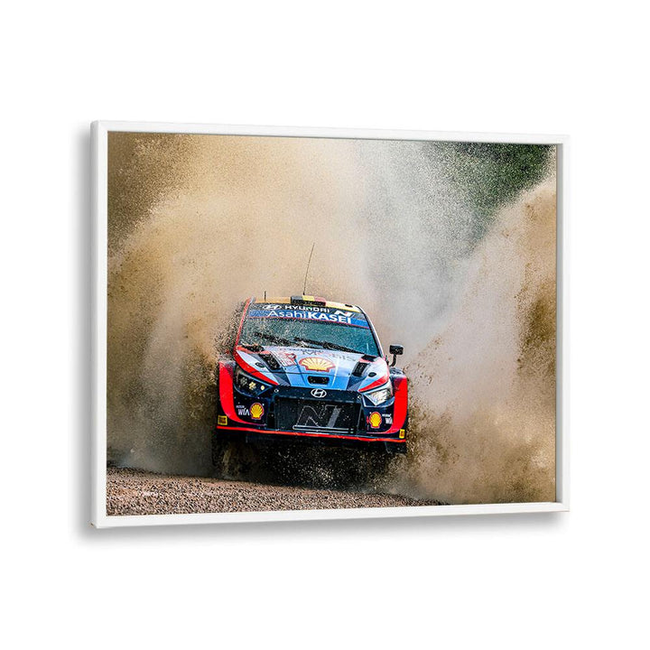 hyundai wrc rally car car poster in White Plain Frame