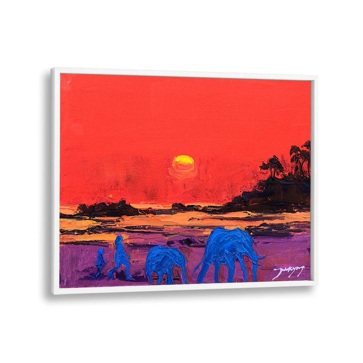 VIVID SUNSET ELEPHANTS