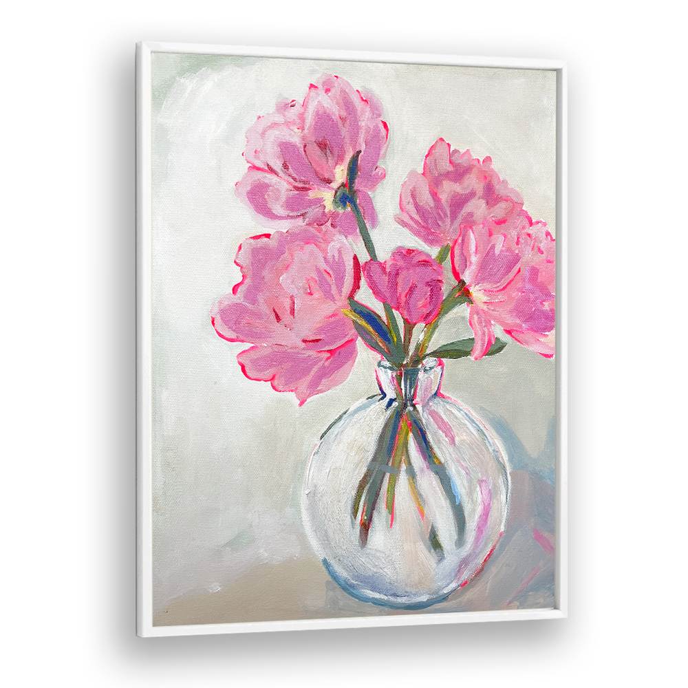 PINK FLOWERS GLASS VASE