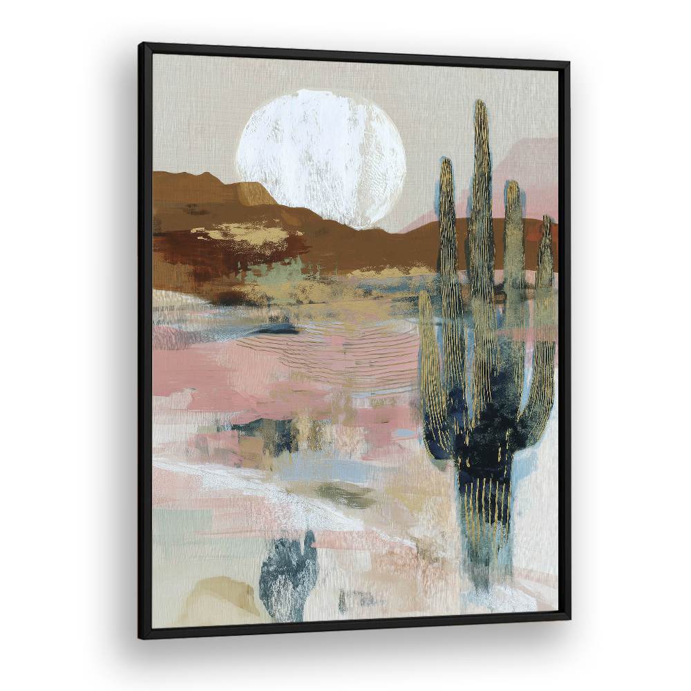 MOONLIT SAGUARO IN ABSTRACT DESERT