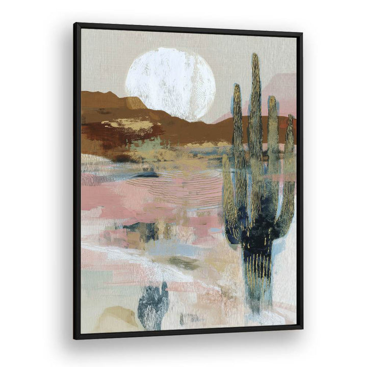 MOONLIT SAGUARO IN ABSTRACT DESERT
