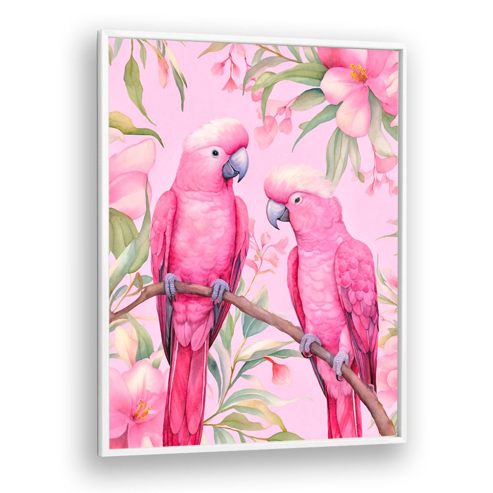 PINK PARROTS ON BRANCH