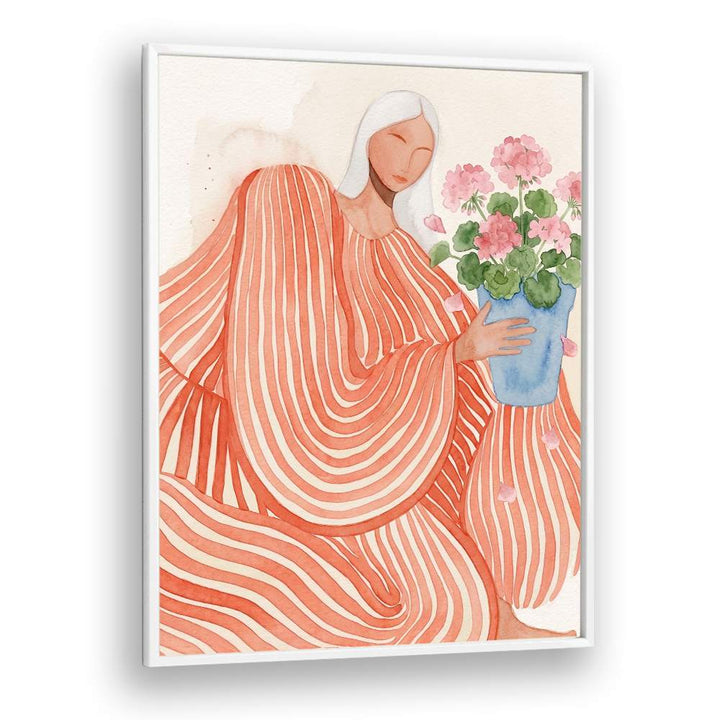 SERENE WOMAN PINK FLOWERS