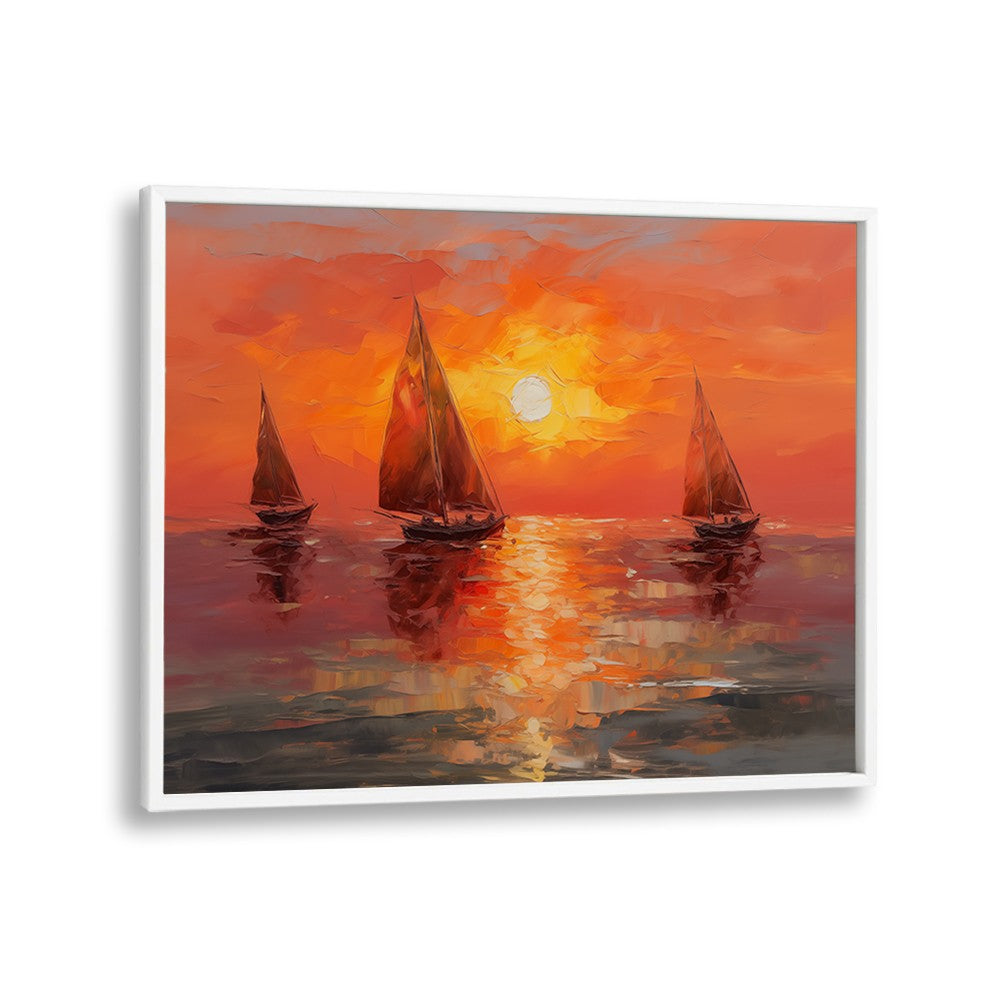 VIBRANT SUNSET SAILBOATS
