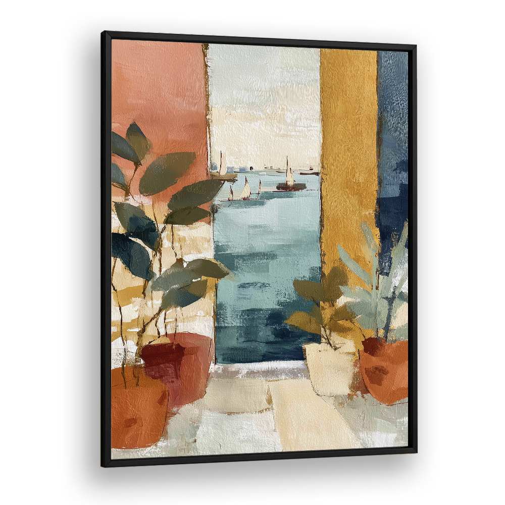 MEDITERRANEAN WINDOW WITH SAILBOATS