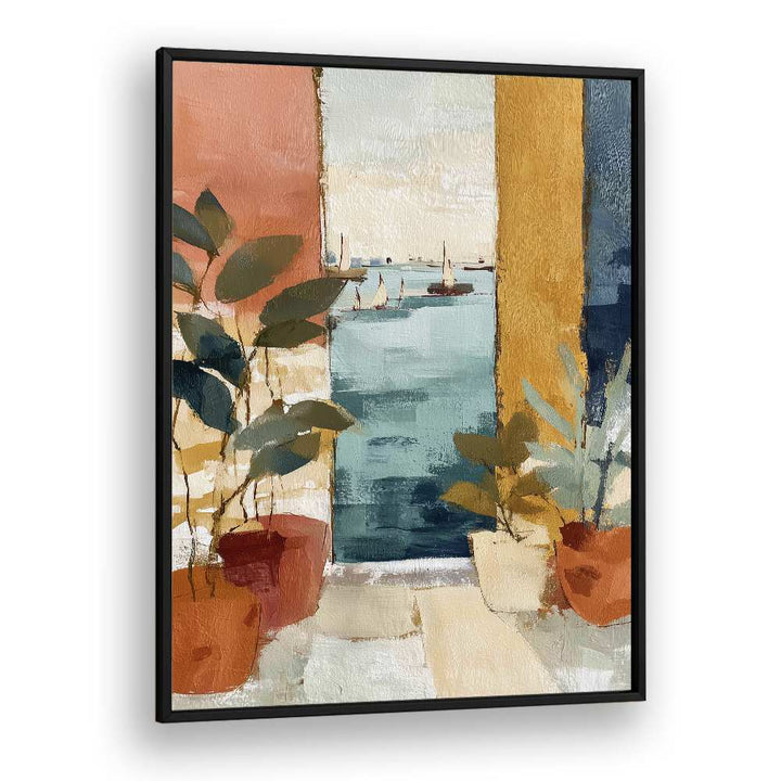 MEDITERRANEAN WINDOW WITH SAILBOATS