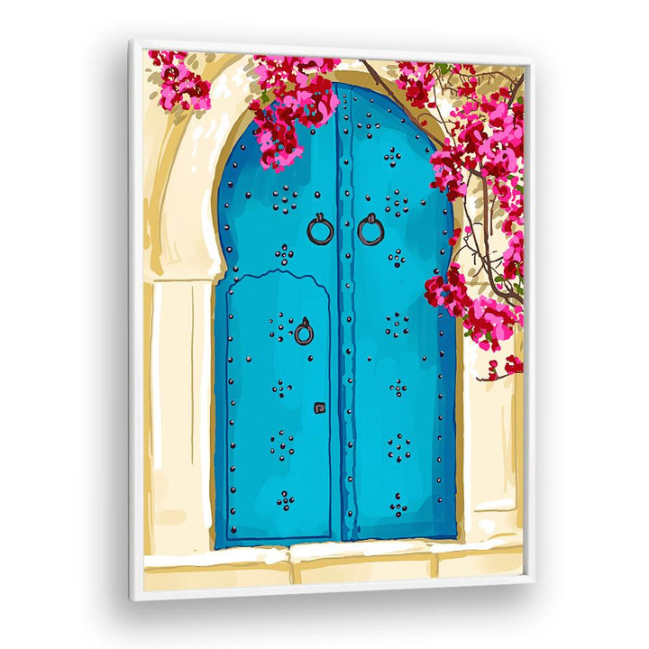 BLUE DOOR AND BOUGAINVILLEA