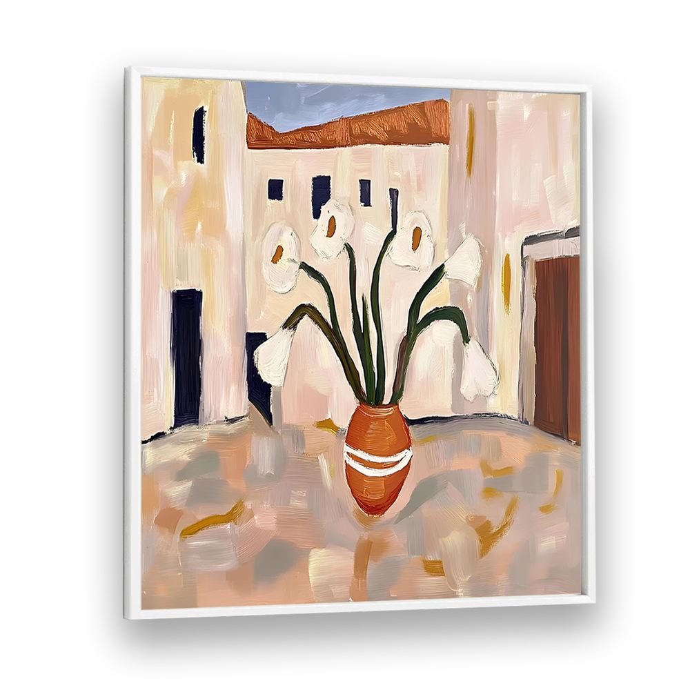 TERRACOTTA POT WHITE FLOWERS