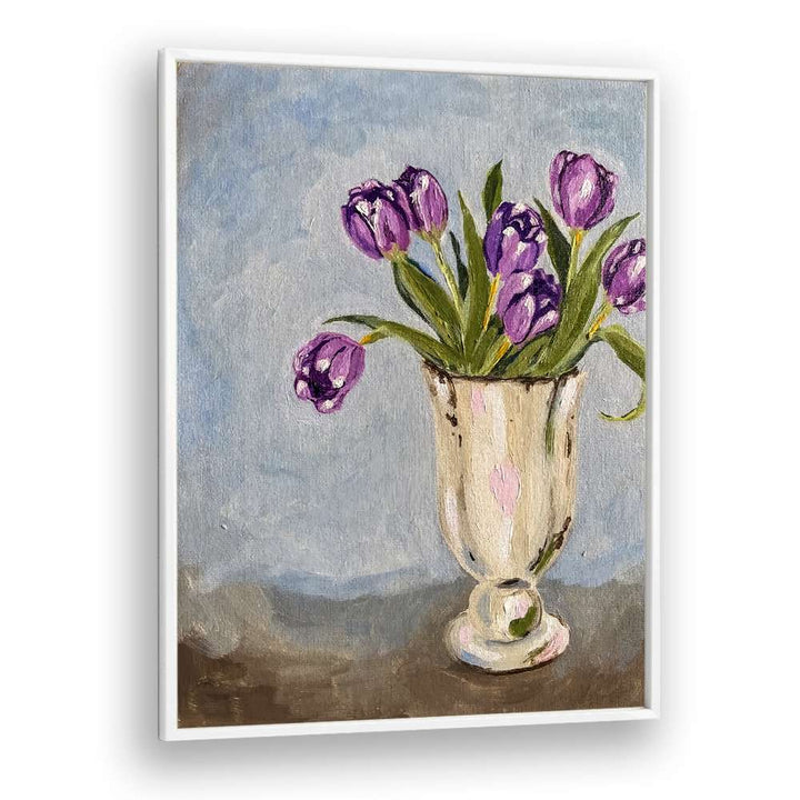 PURPLE TULIPS IN VASE