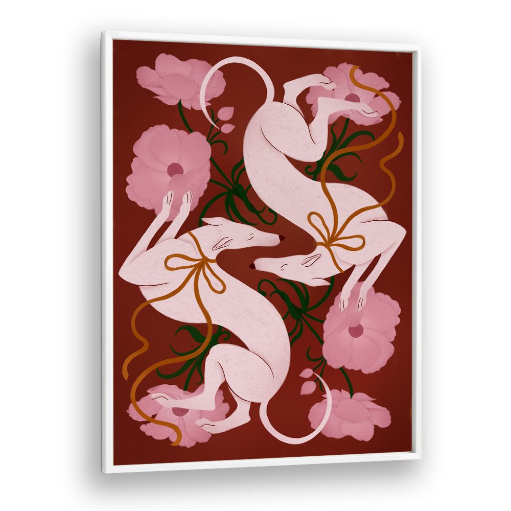 ELEGANT GREYHOUNDS AND FLOWERS