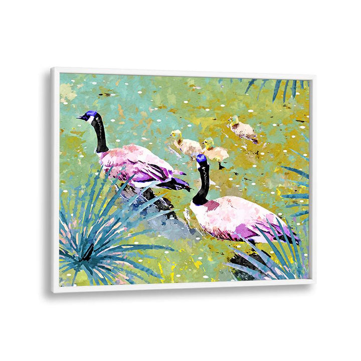 VIBRANT GEESE FAMILY POND