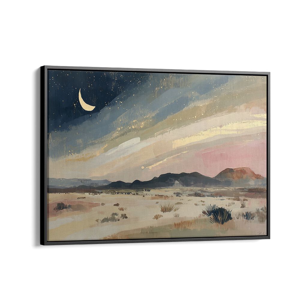 TEXAS DESERT UNDER CRESCENT MOON
