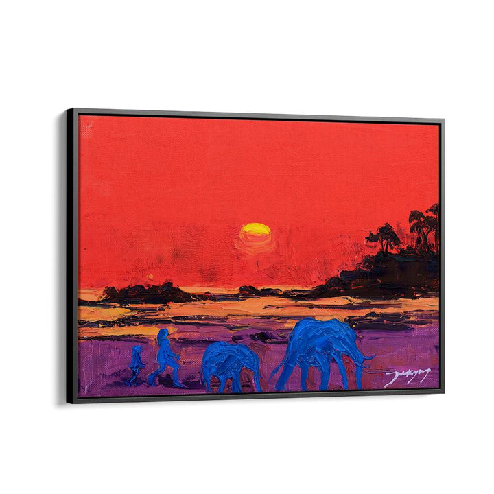 VIVID SUNSET ELEPHANTS