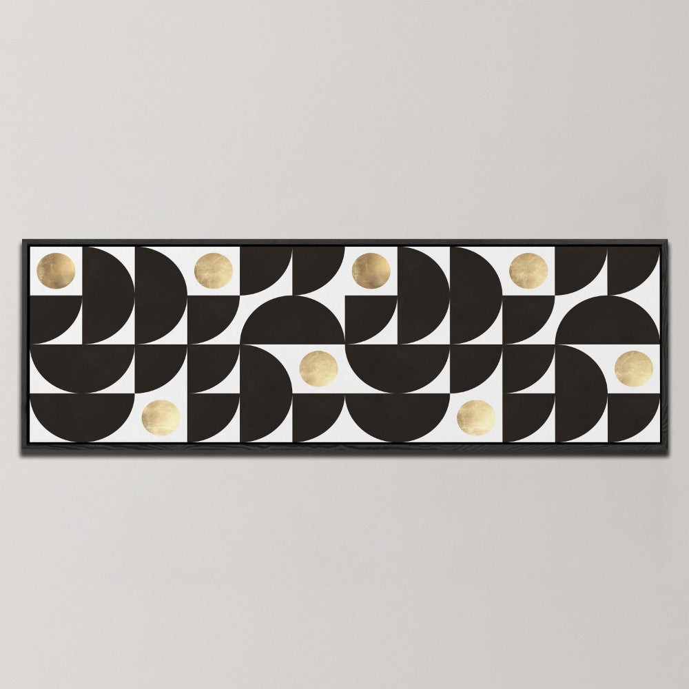 ELEGANT GEOMETRIC GOLD CIRCLES , PANORAMIC ART