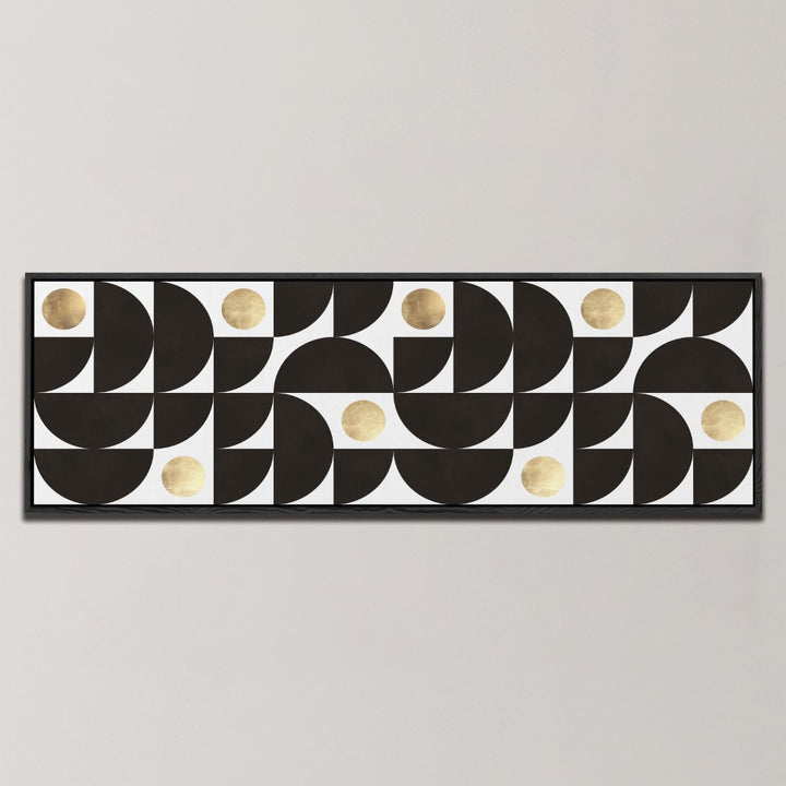 ELEGANT GEOMETRIC GOLD CIRCLES , PANORAMIC ART
