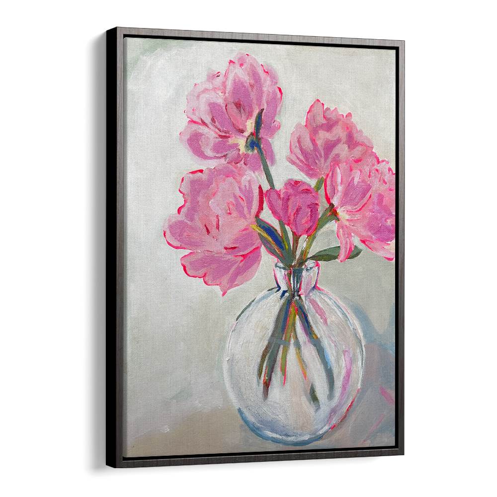 PINK FLOWERS GLASS VASE